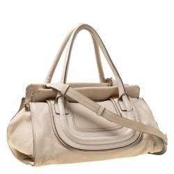 Pre Owned Chloe Beige Leather Medium Everston Satchel