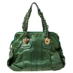 Pre Owned Chloe Green Leather Heloise Satchel 