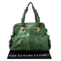 Pre Owned Chloe Green Leather Heloise Satchel 