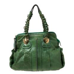 Pre Owned Chloe Green Leather Heloise Satchel 