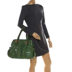 Pre Owned Chloe Green Leather Heloise Satchel 