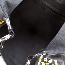 Chloe Black Canvas and Leather Beads Embellished Hobo