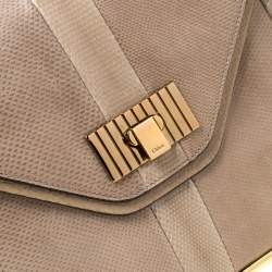 Pre Owned حقيبة كتف كلوي سالي جلد وثعبان بيج متوسطة