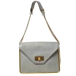 Pre Owned Chloe Grey Leather Sally Medium Shoulder Bag