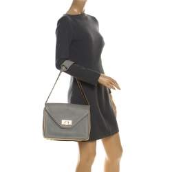 Pre Owned Chloe Grey Leather Sally Medium Shoulder Bag