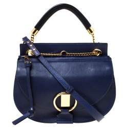 Pre Owned Chloe Blue Leather Motty Crossbody Bag 