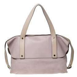 Pre Owned Chloe Pale Pink/Beige Leather Zip Top Handle Bag