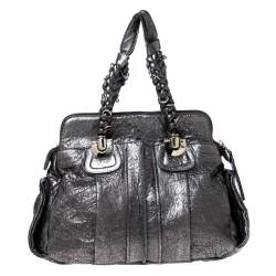 Chloe Silver Leather Heloise Satchel