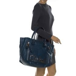 Pre Owned Chloe Blue Leather Eclipse Tote