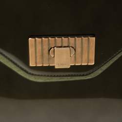 Pre Owned Chloe Olive Green Leather and Patent Leather Medium Sally Flap Shoulder Bag