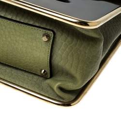 Pre Owned Chloe Olive Green Leather and Patent Leather Medium Sally Flap Shoulder Bag