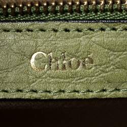 Pre Owned Chloe Olive Green Leather and Patent Leather Medium Sally Flap Shoulder Bag