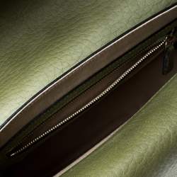 Pre Owned Chloe Olive Green Leather and Patent Leather Medium Sally Flap Shoulder Bag