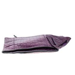 Pre Owned Chloe Purple Crocodile Embossed Freja Origami Clutch