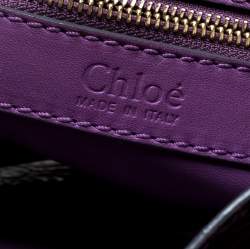 Pre Owned Chloe Purple Crocodile Embossed Freja Origami Clutch