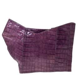 Pre Owned Chloe Purple Crocodile Embossed Freja Origami Clutch