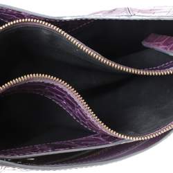 Pre Owned Chloe Purple Crocodile Embossed Freja Origami Clutch