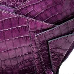 Pre Owned Chloe Purple Crocodile Embossed Freja Origami Clutch