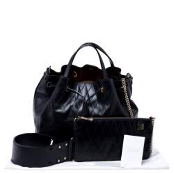 Pre Owned Chloe Black Quilted Leather Charlie Bucket Bag 