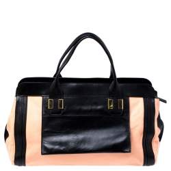 Pre Owned Chloe Orange/Black Leather Large Alice Satchel