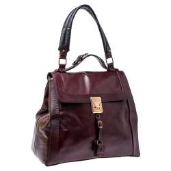 Pre Owned Chloe Burgundy Leather Top Handle Bag