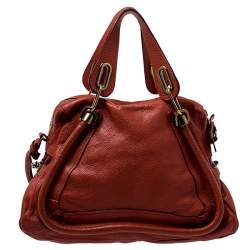 Pre Owned Chloe Orange Leather Medium Paraty Shoulder Bag