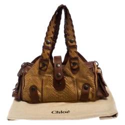 Pre Owned Chloe Brown/Tan Python and Leather Silverado Satchel