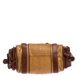 Pre Owned Chloe Brown/Tan Python and Leather Silverado Satchel