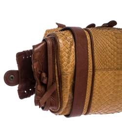 Pre Owned Chloe Brown/Tan Python and Leather Silverado Satchel