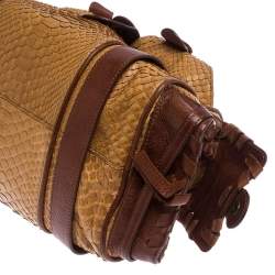Pre Owned Chloe Brown/Tan Python and Leather Silverado Satchel