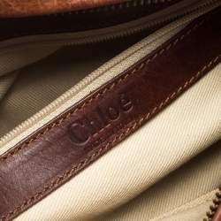 Pre Owned Chloe Brown/Tan Python and Leather Silverado Satchel