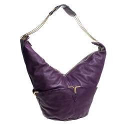 مملوكة مسبقًا حقيبة يد كلوي سلسلة ثلاثية ميلتون جلد بنفسجية