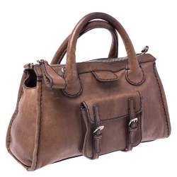 Pre Owned Chloe Brown Leather Edith Satchel