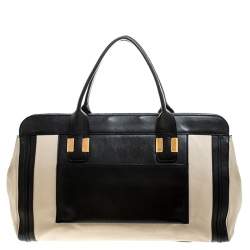 Pre Owned Chloe Black/Beige Leather Alison Satchel