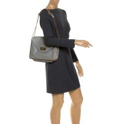 Pre Owned Chloe Pale Blue Leather Medium Sally Flap Shoulder Bag