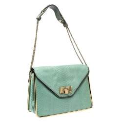 Pre Owned Chloe Bicolor Python and Leather Medium Sally Shoulder Bag