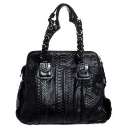 Pre Owned Chloe Black Python Large Heloise Satchel