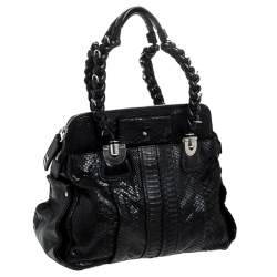 Pre Owned Chloe Black Python Large Heloise Satchel