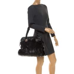 Pre Owned Chloe Black Python Large Heloise Satchel