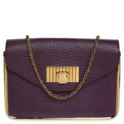 Pre Owned Chloe Purple Leather Small Sally Shoulder Bag