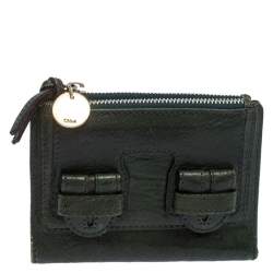 Pre Owned Chloe Green Leather Bifold Wallet