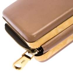 Pre Owned Chloe Beige Leather Zip Around Clutch
