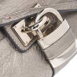 Pre Owned Chloe Metallic Gold Leather Padlock Chain Clutch