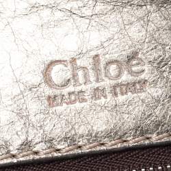 Pre Owned Chloe Metallic Gold Leather Padlock Chain Clutch