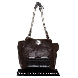 Chloe Brown Leather Vintage Chain Tote