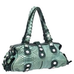 Pre Owned Chloe Green Python and Leather Silverado Satchel