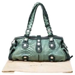 Pre Owned Chloe Green Python and Leather Silverado Satchel