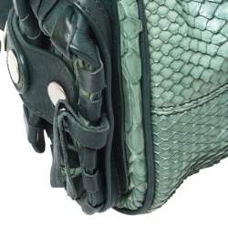 Pre Owned Chloe Green Python and Leather Silverado Satchel