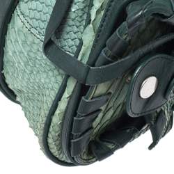 Pre Owned Chloe Green Python and Leather Silverado Satchel