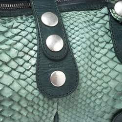 Pre Owned Chloe Green Python and Leather Silverado Satchel